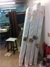 Conditionnement de paravents en cuir de Cordoue (cuir doré)