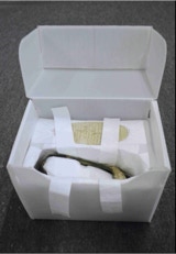 Conditionnement d'une chaussure de Marie-Antoinette (Caen)