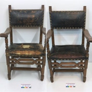 Restauration du cuir d'une chaise (Castelnau-Bretenoux) 